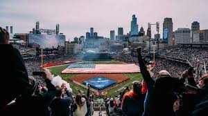 overlooking the field with a celebration